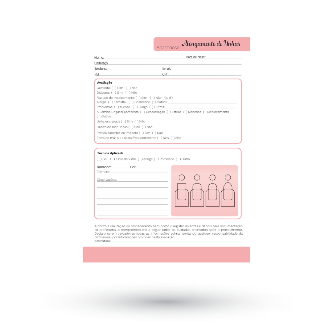 Anamnese Alongamento de Unhas Completa - ARQUIVO DIGITAL